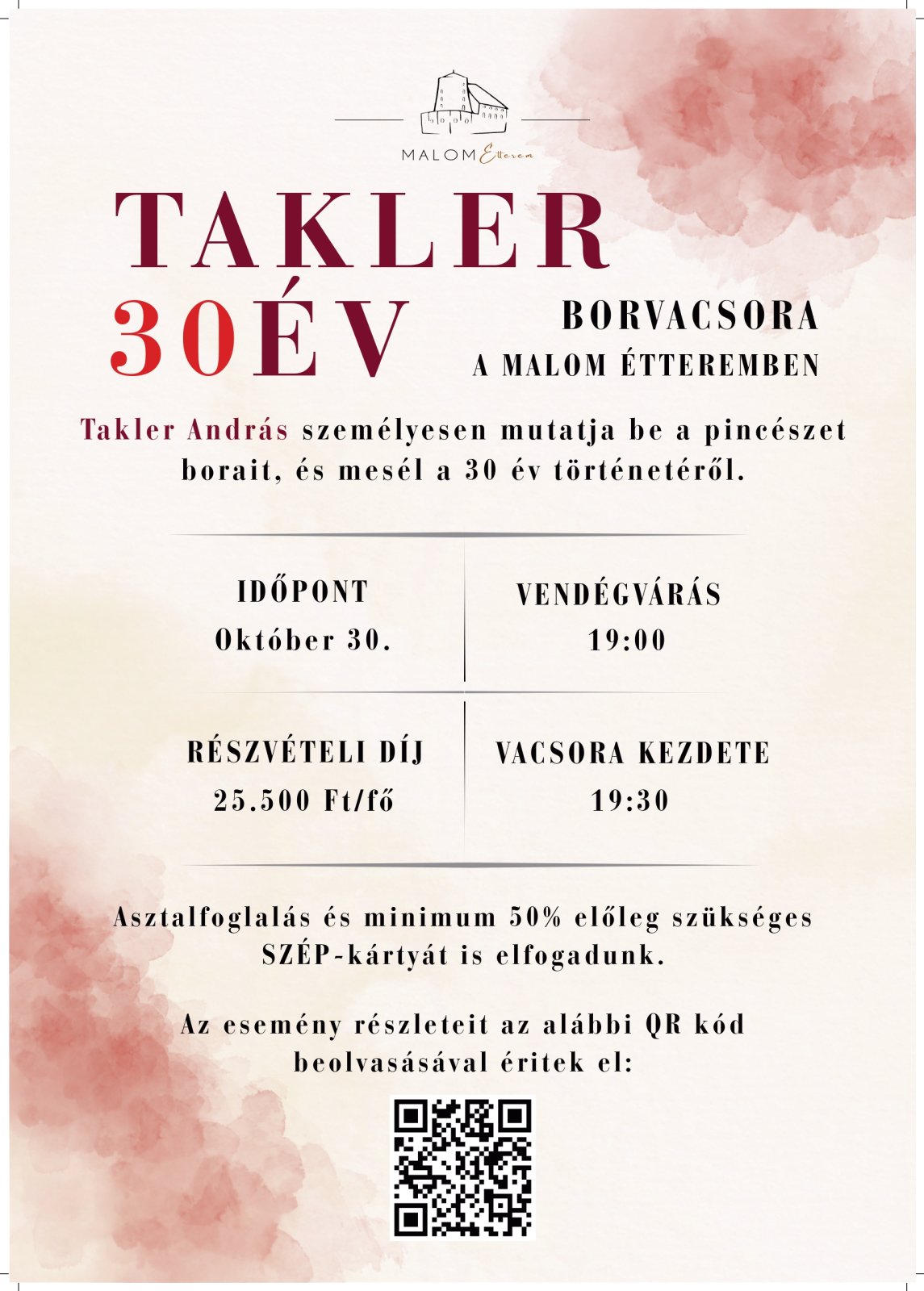 TAKLER 30 ÉV BORVACSORA plakát
